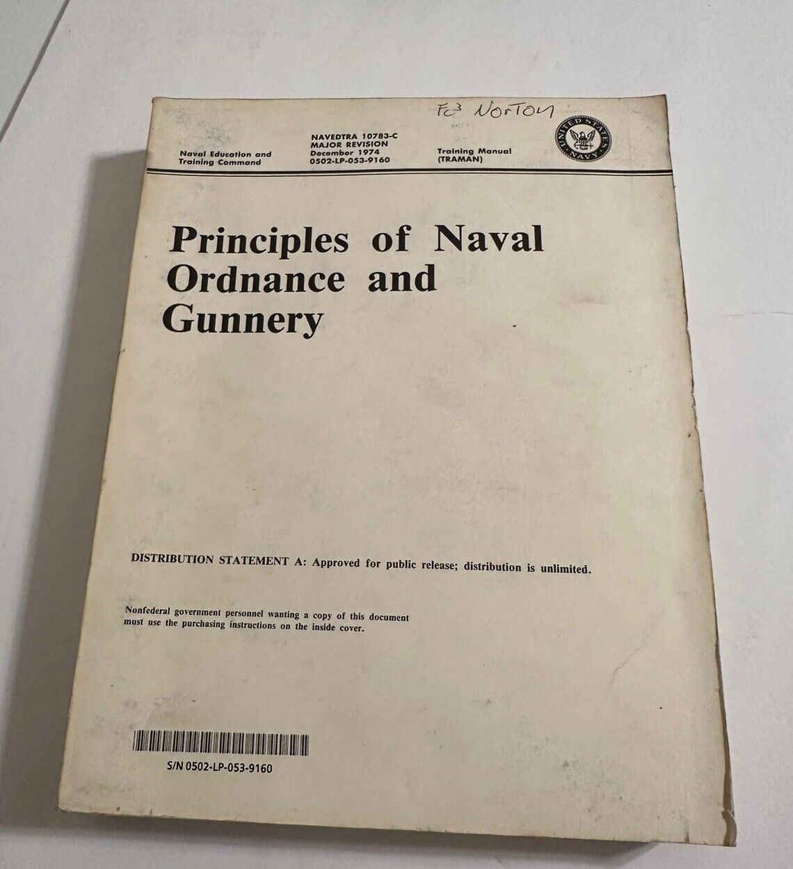 Principles Of Naval Ordnance And Gunnery 1974