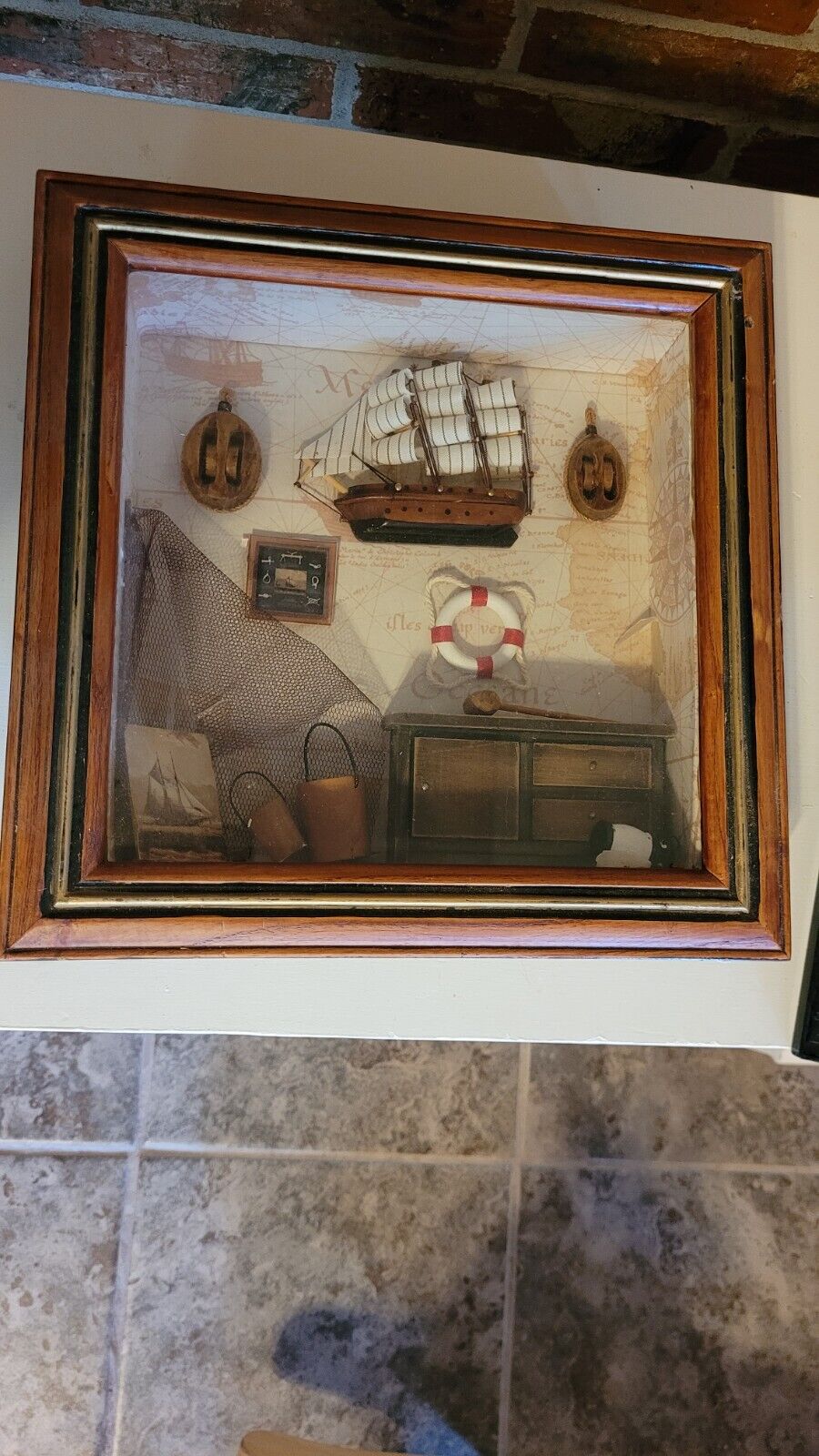Vintage Nautical Maritime Sailboat Wooden Box 3d Wall Hanging