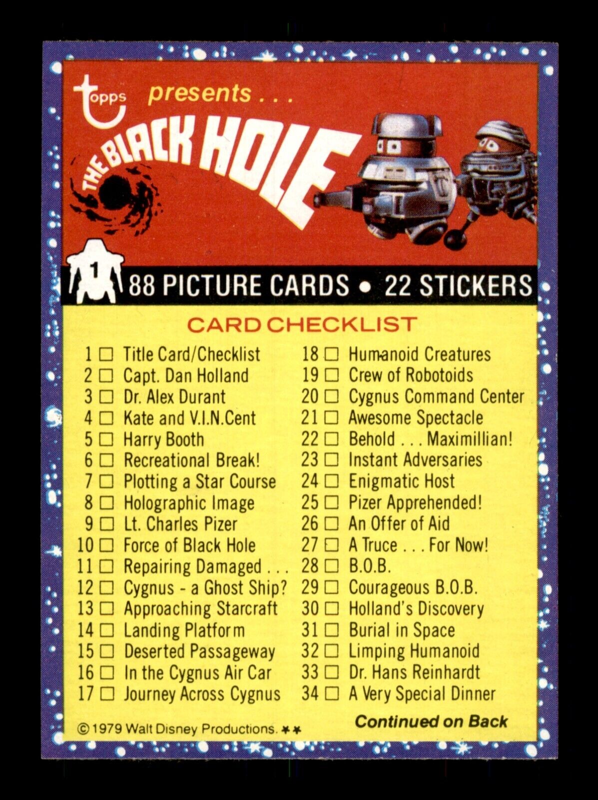 1979 Topps The Black Hole Cards & Stickers / SEE DROP DOWN MENU 4 CARD U RECEIVE