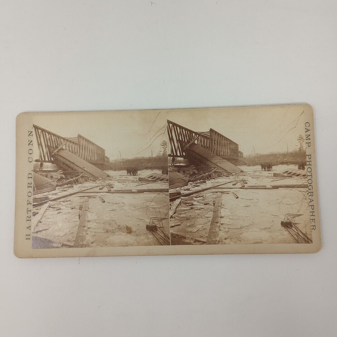 Antique D.S. Camp City Of Hartford 1878 Train Wreck Stereoview #4