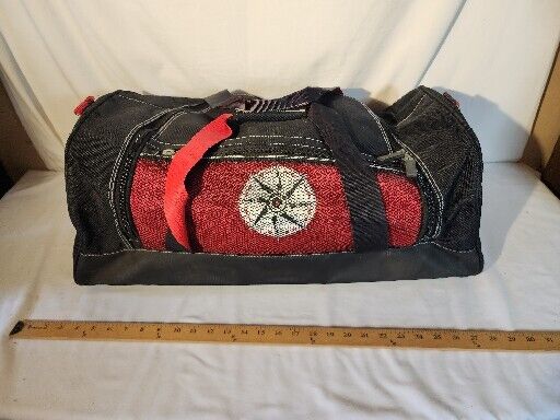 Vintage 1997 Marlboro Unlimited Gear Black & Red Duffel  Bag with Compass