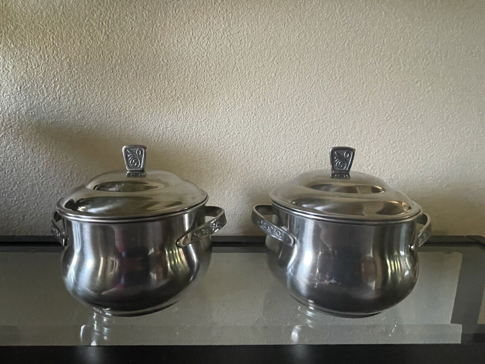 Monterey Stainless Steel Server Pot - Set Of 2 Holloware w/ Lid- Vintage