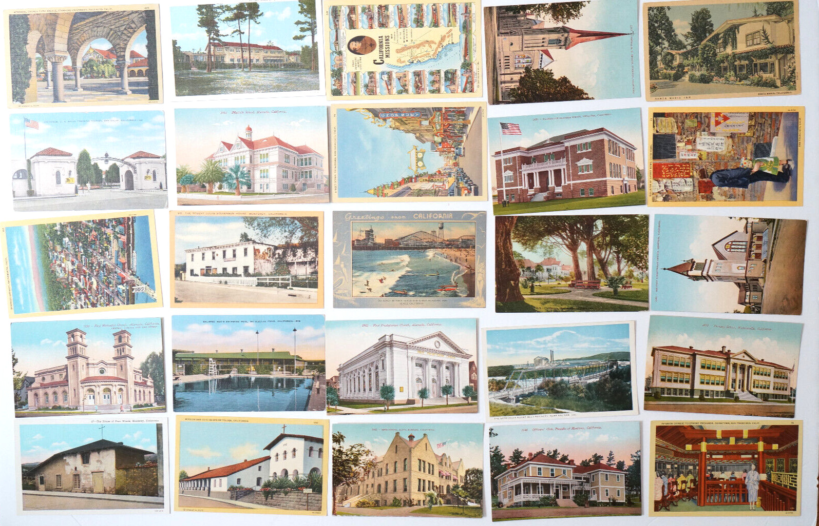 CALIFORNIA Postcard LOT 25 Cards CA Vintage City Views Linen & Older Post Card