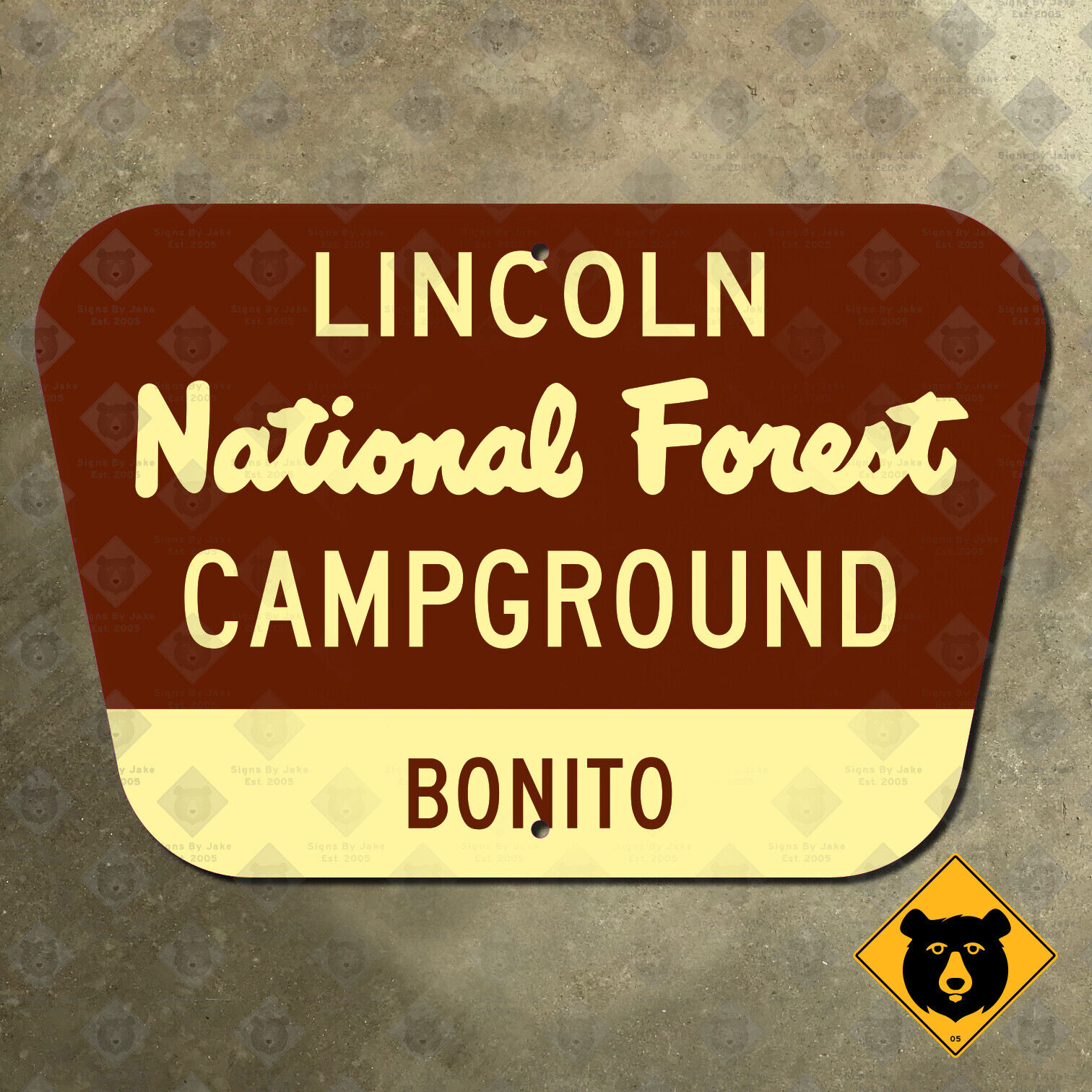 USFS Lincoln National Forest Bonito Campground New Mexico highway sign 15x10