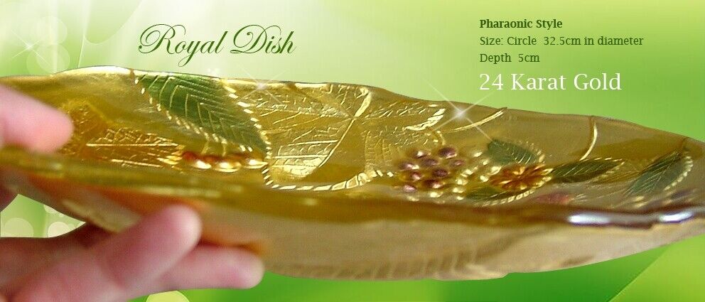 Royal Gold Dish 24K Gold leaf covered 32.5×5cm with Box  for World