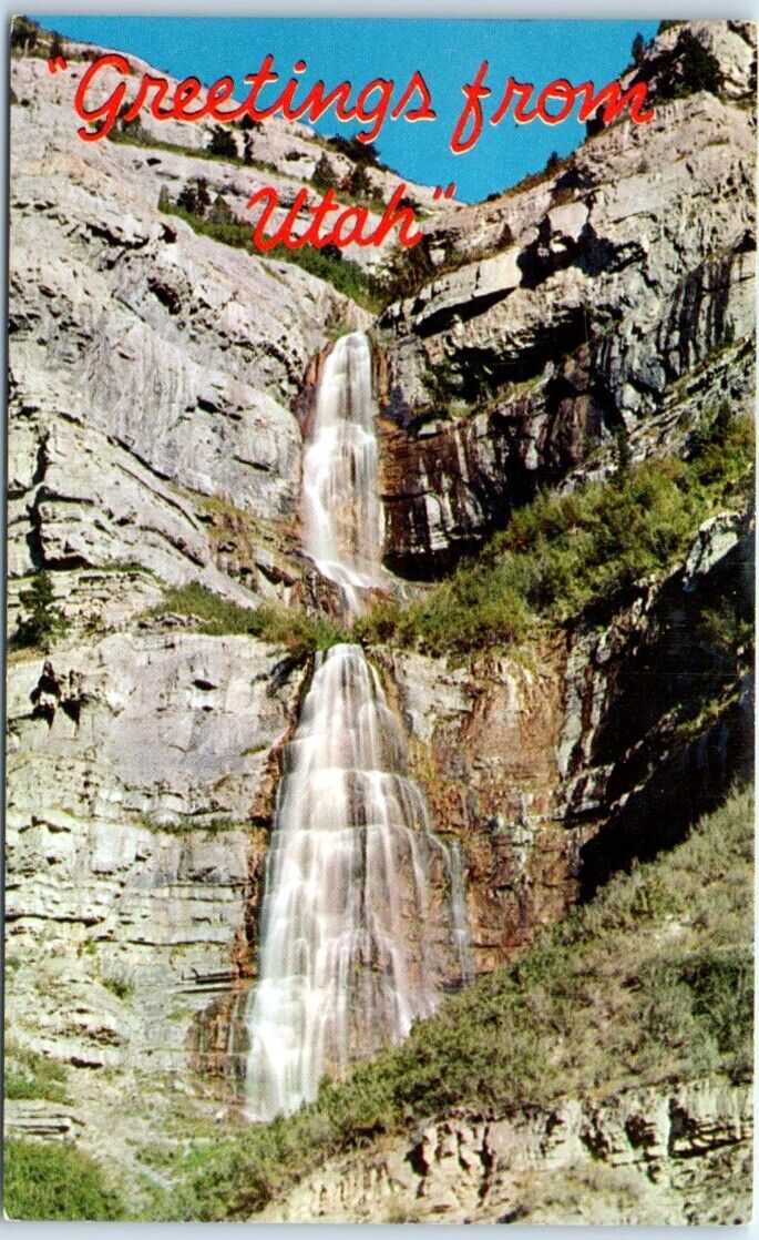 Postcard Bridal Veil Falls Greetings from Utah USA North America