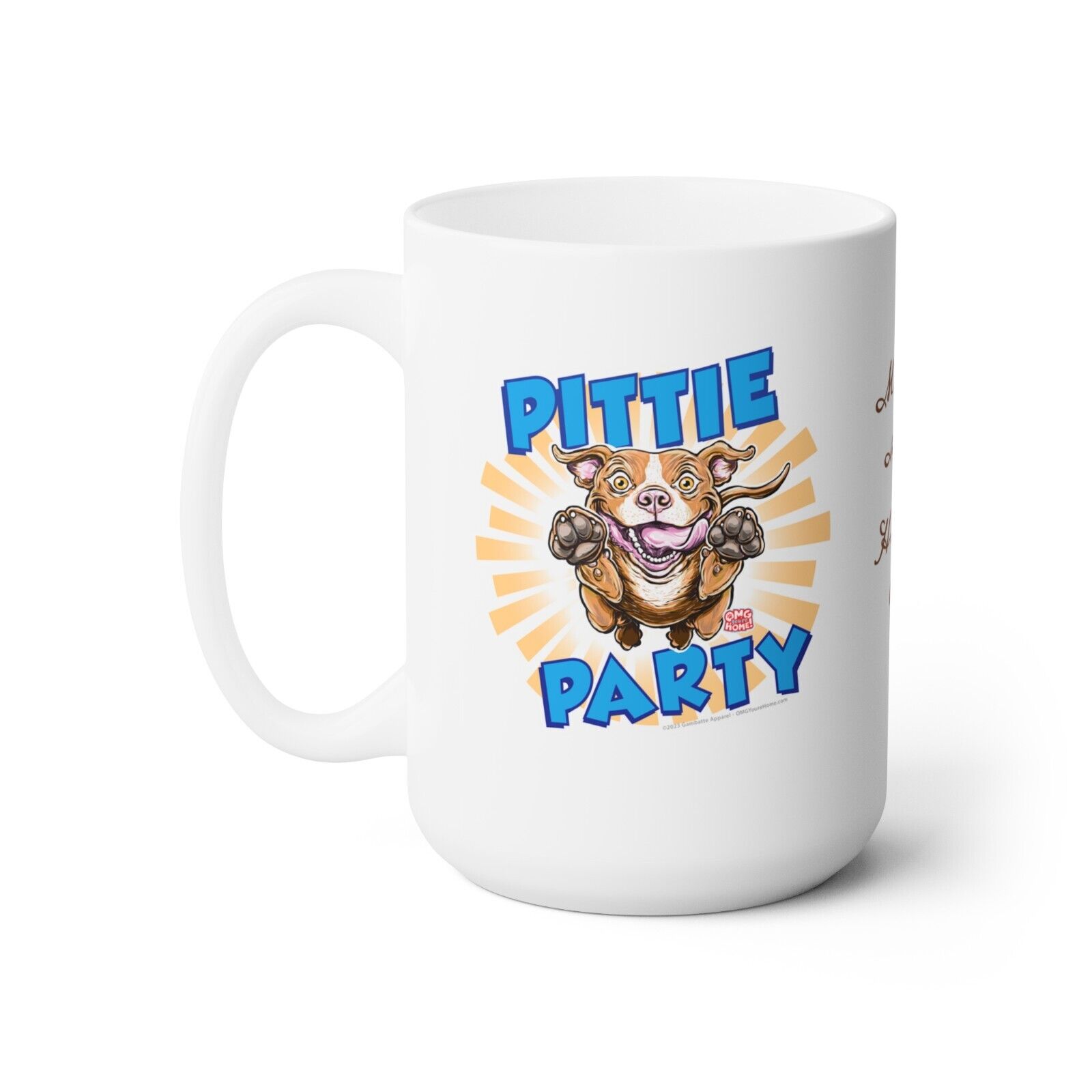 Mom\'s Mug Red Nose Pittie Party Cute Happy Pit Bull Puppy Dog Ceramic Mug 15oz