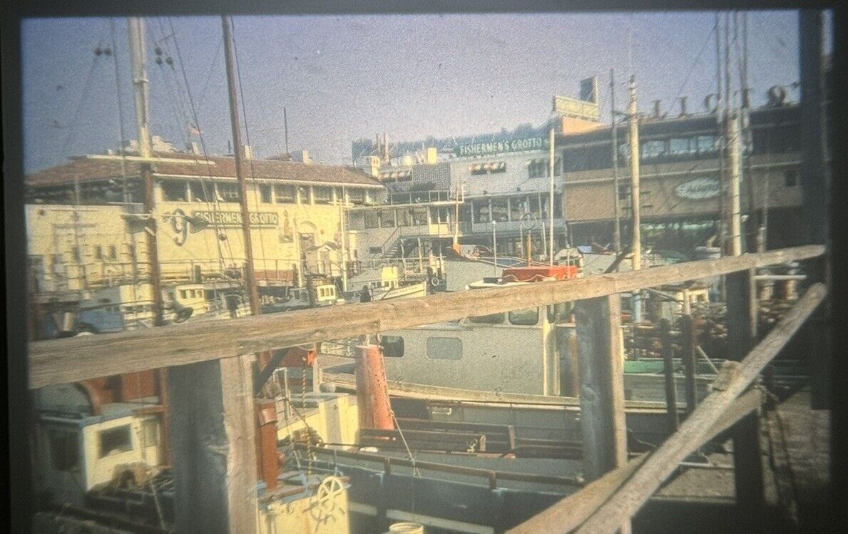 Pier 9 Fisherman\'s Grotto Boats and Pier San Francisco Kodachrome Slide #A3