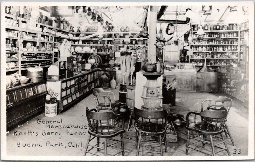 c1950s KNOTT\'S BERRY FARM Real Photo RPPC Postcard General Store Interior View