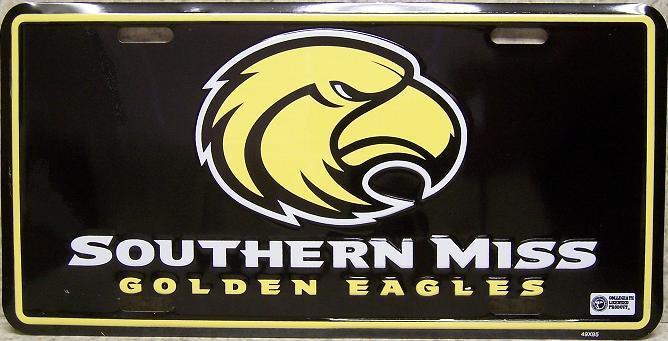 NCAA Aluminum License Plate Southern Miss Golden Eagles NEW