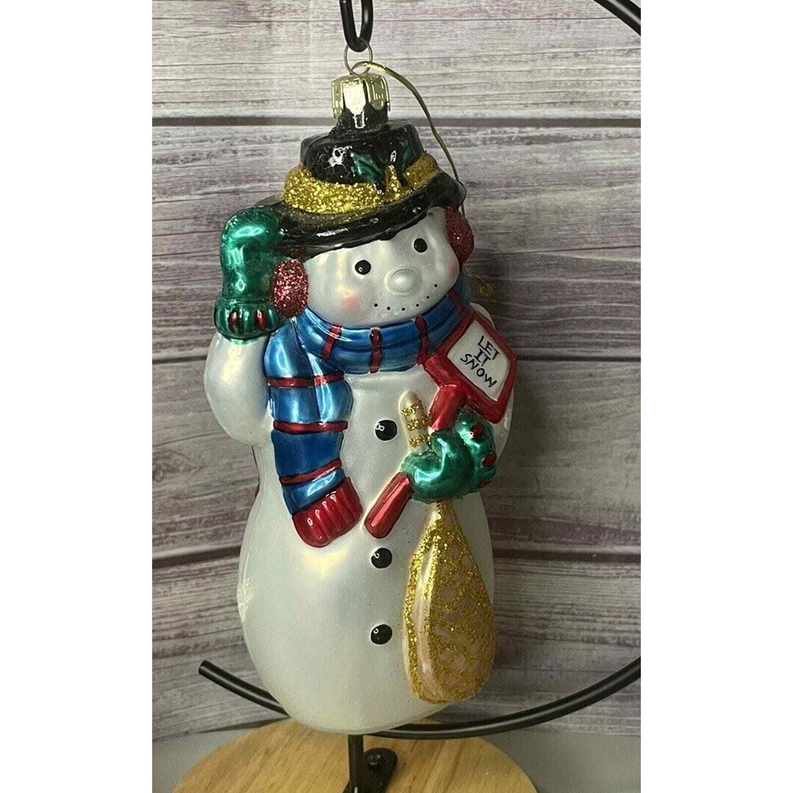 European Style Glass Snowman Christmas Ornament - Mouth Blown Vintage