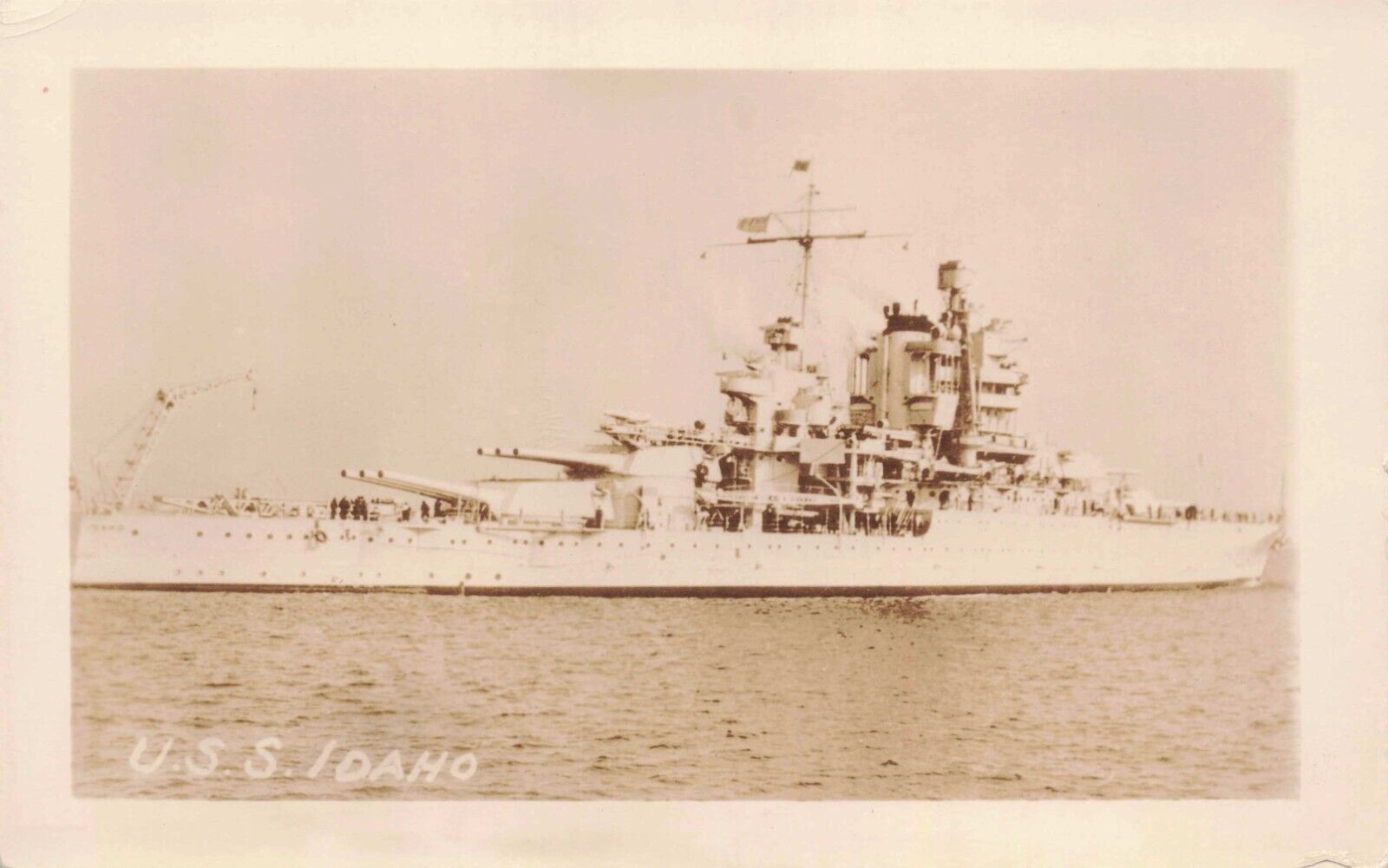 USS Idaho Navy Battleship Vintage Real Photo Postcard