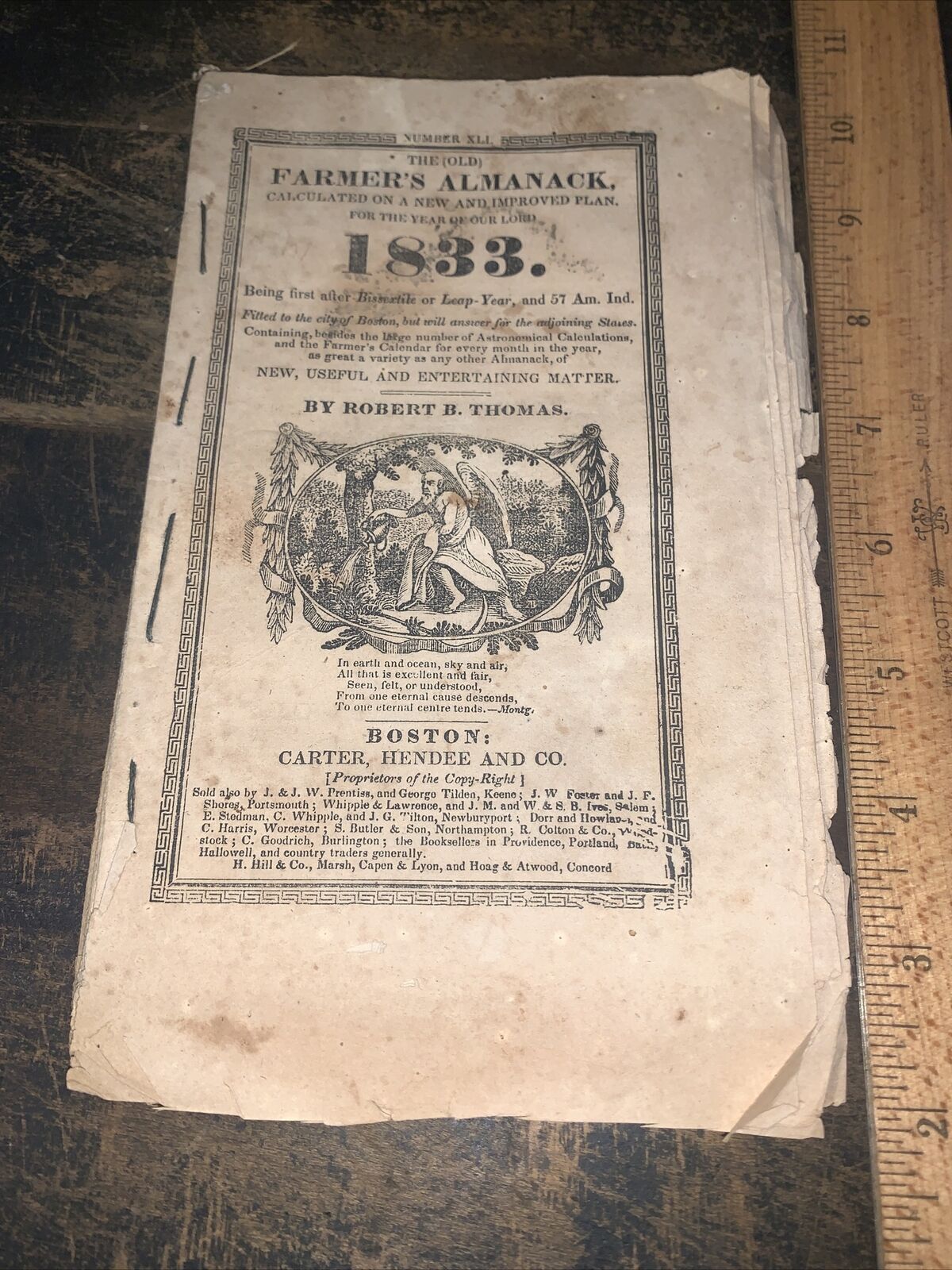 1833 Farmers Almanac Original Copy