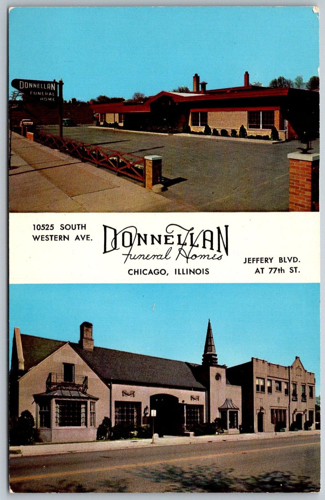 Chicago Illinois 1960s Postcard Donnellan Funeral Home