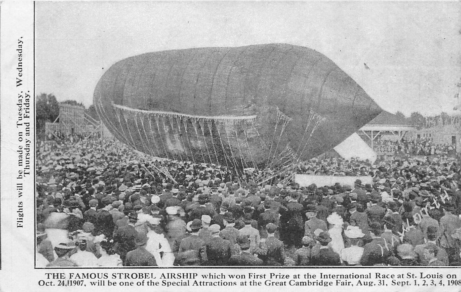 Postcard 1908 Missouri St. Louis Famous Strobel airship people MO24-1595