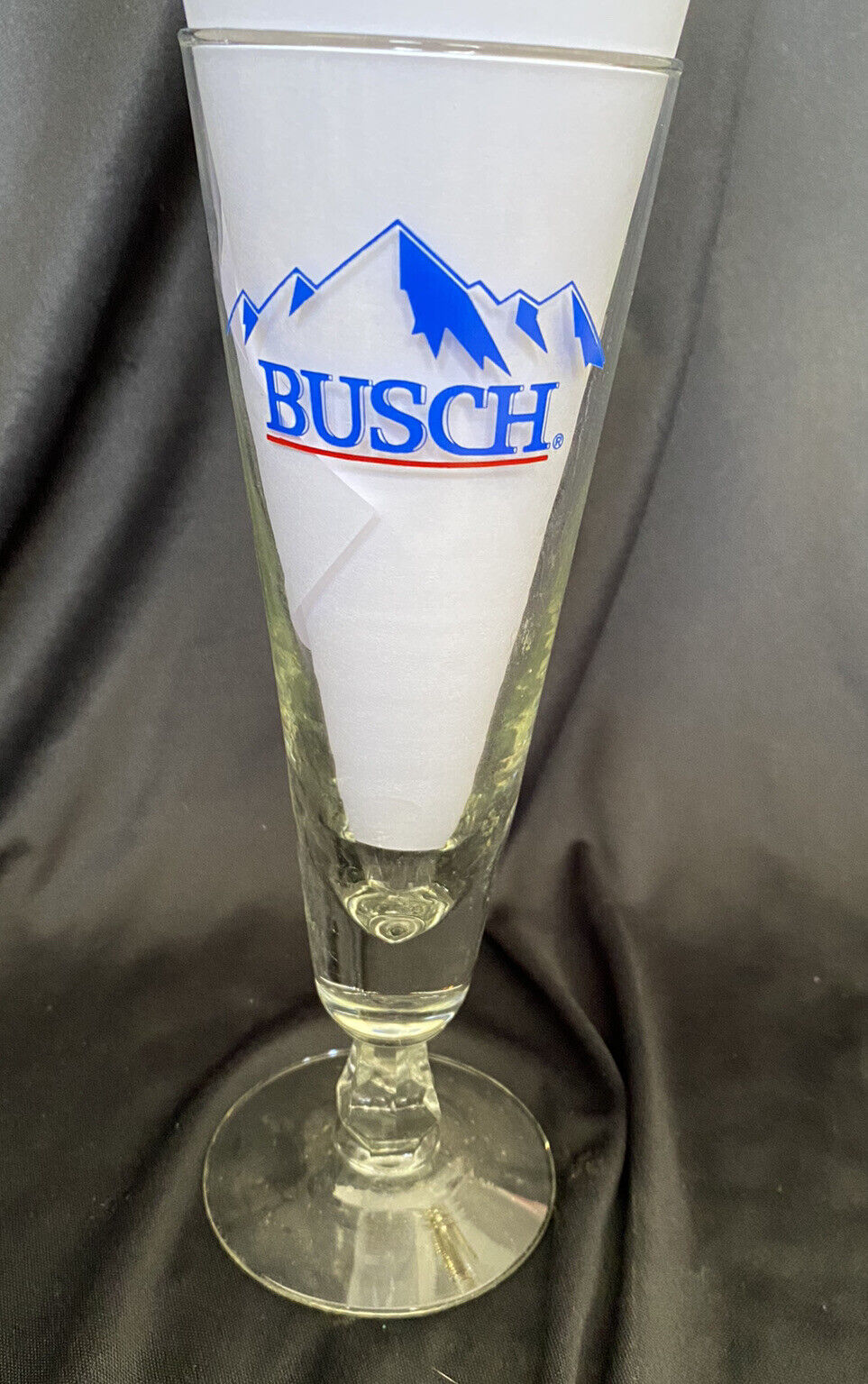 Vintage BUSCH Beer Logo Footed Stem Pilsner Glass 8 1/2”