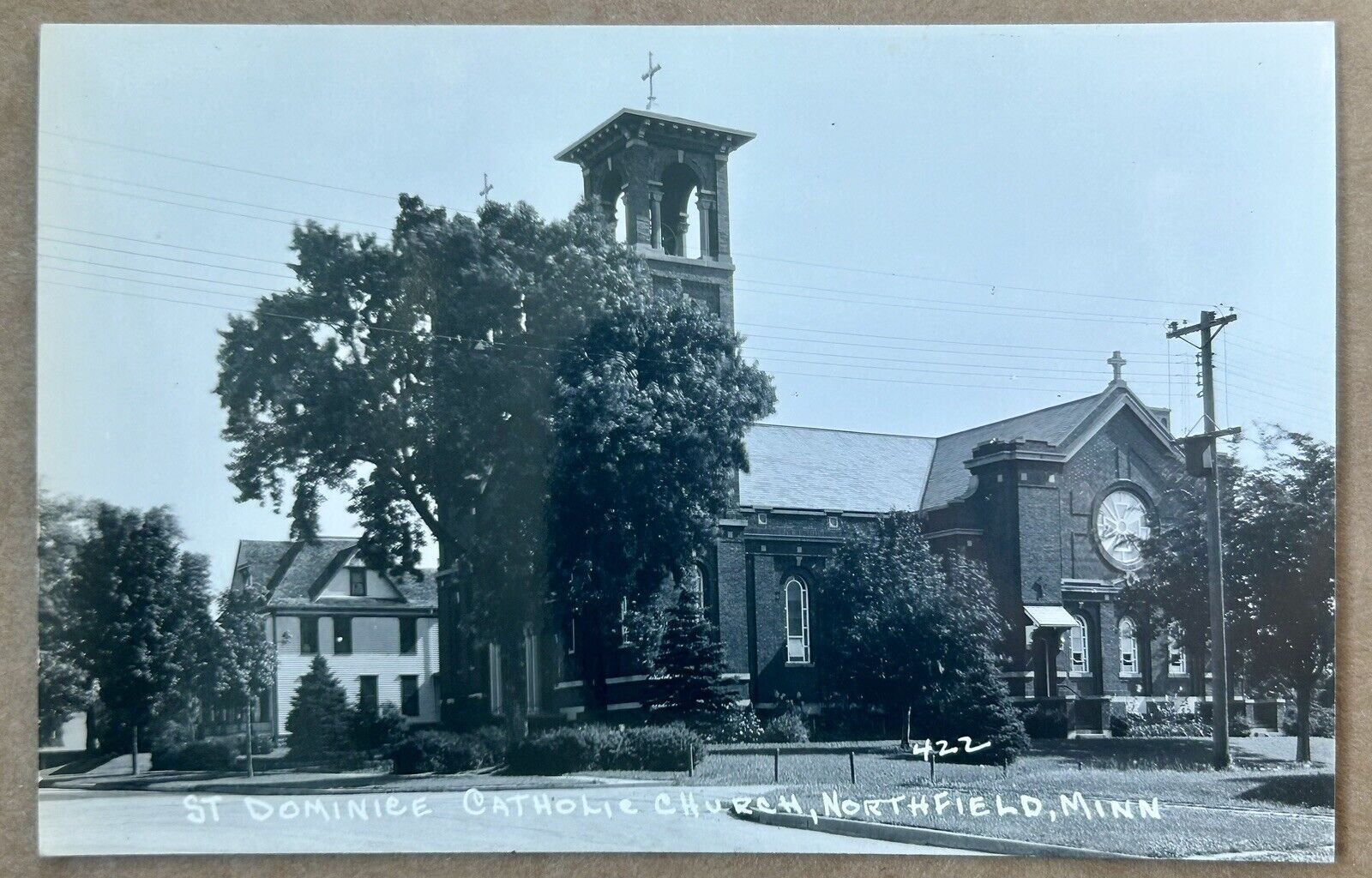 St. Dominic Catholic Church. RPPC. Northfield Minnesota Real Photo Postcard