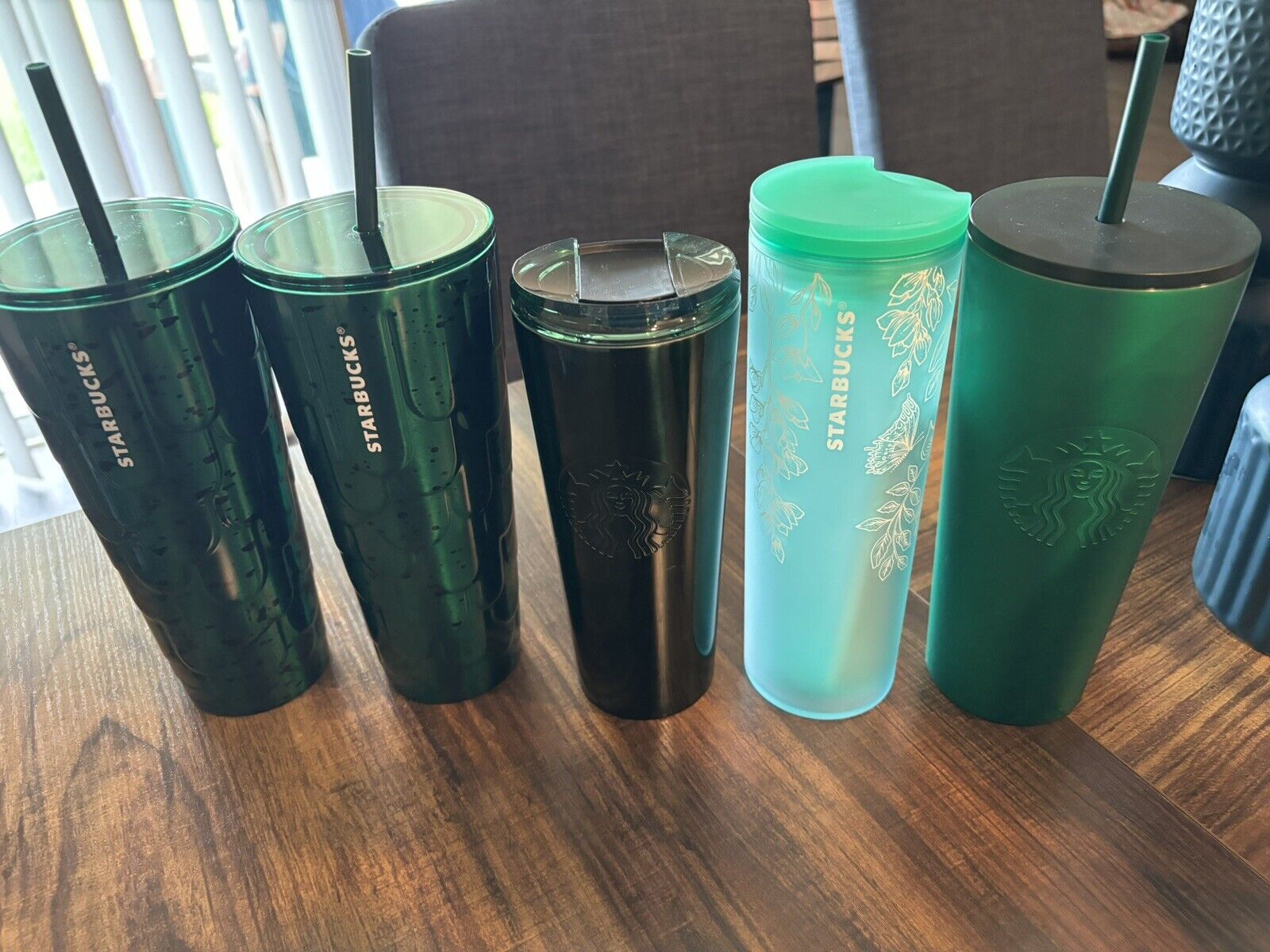 Bundle Of (5) New Starbucks Tumblers Green And Teal
