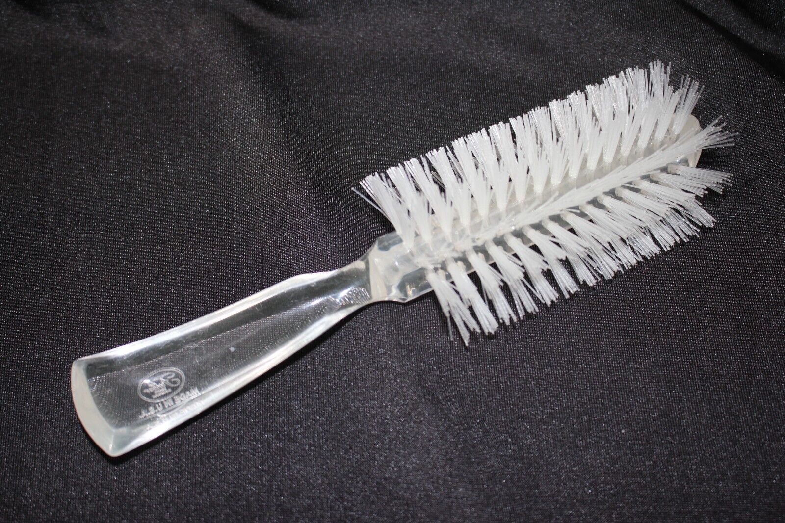 Vintage FULLER Half Round #530 Hair Brush Clear Lucite, Nylon Bristles, MINT