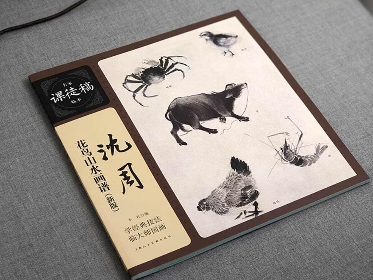 Shen Zhou\'s Bird and Flower Landscape Ink Brush Painting Art Tutorial Book