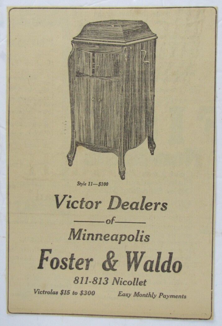 Vintage 1916 VICTOR Victrola Model 11 Phonograph Newspaper Print Ad