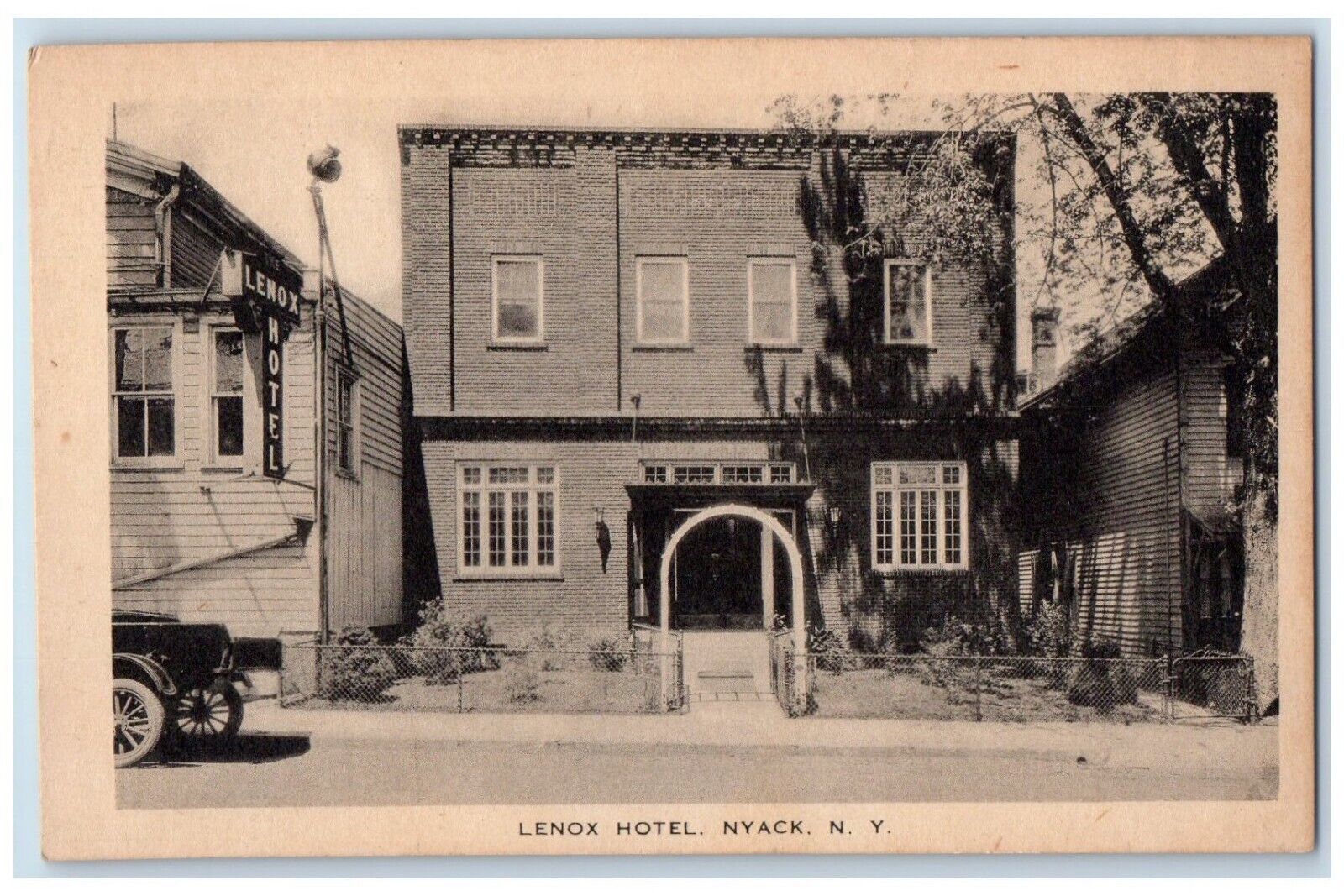 c1910's Lenox Hotel Car Scene Street Nyack New York NY Unposted Antique Postcard