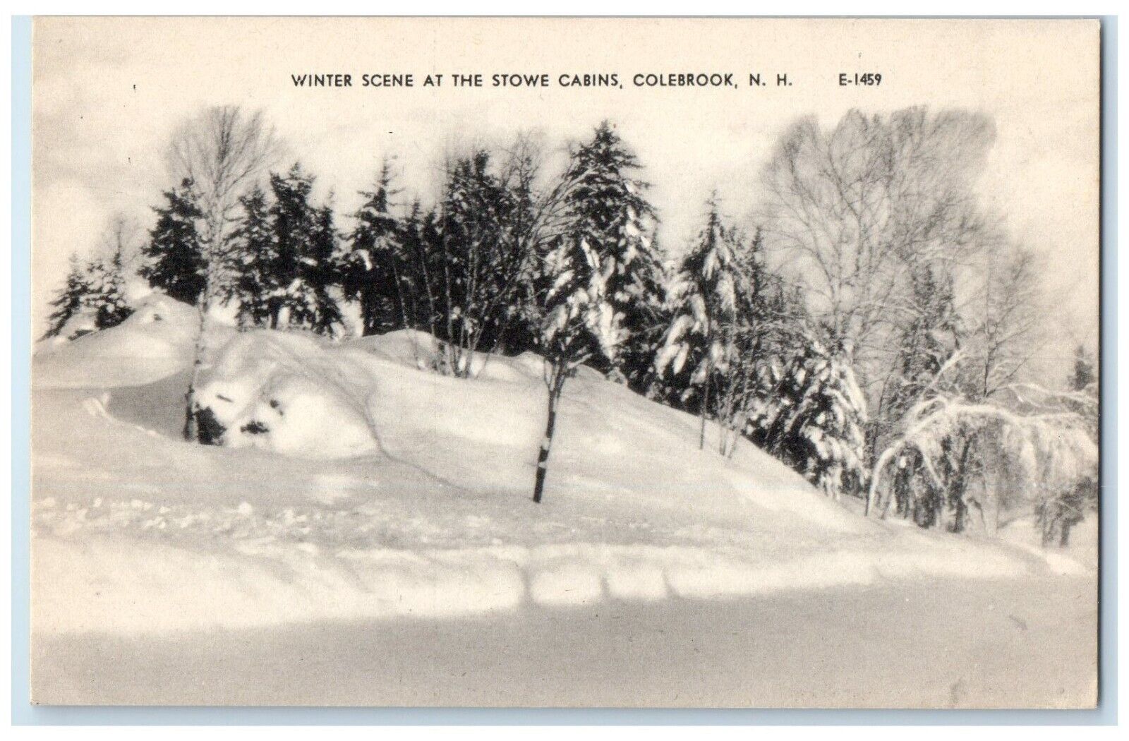 c1940 Winter Scene Stowe Cabins Colebrook New Hampshire Vintage Antique Postcard