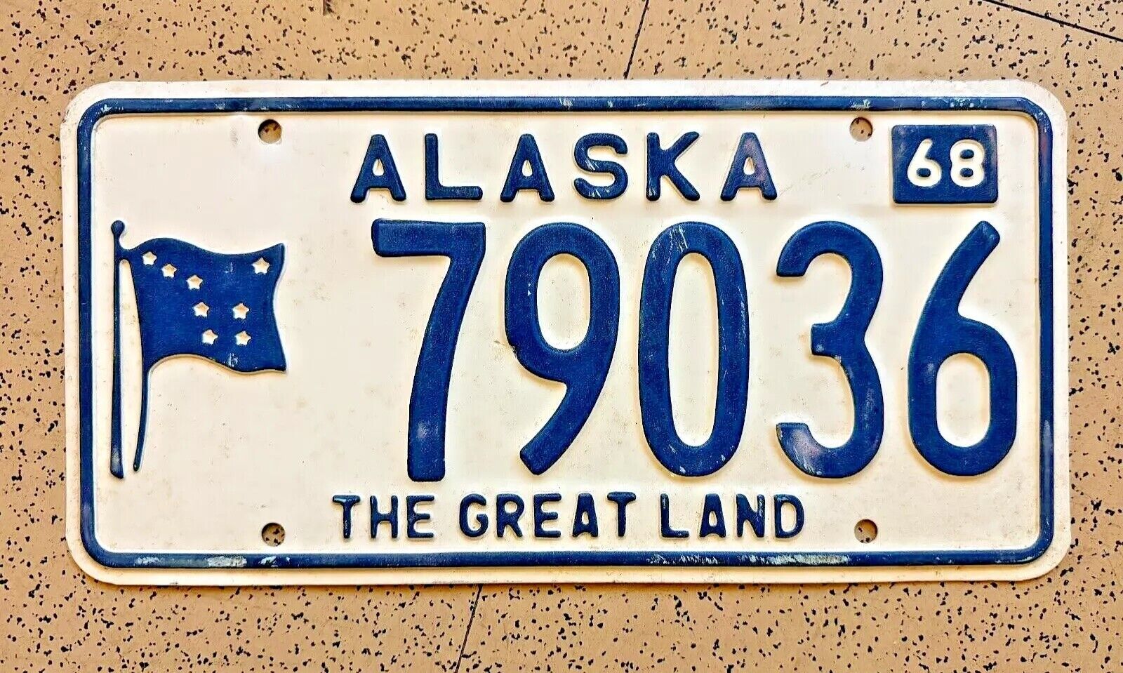 1968 ALASKA license plate – ALL ORIGINAL BRILLIANT old vintage antique auto tag