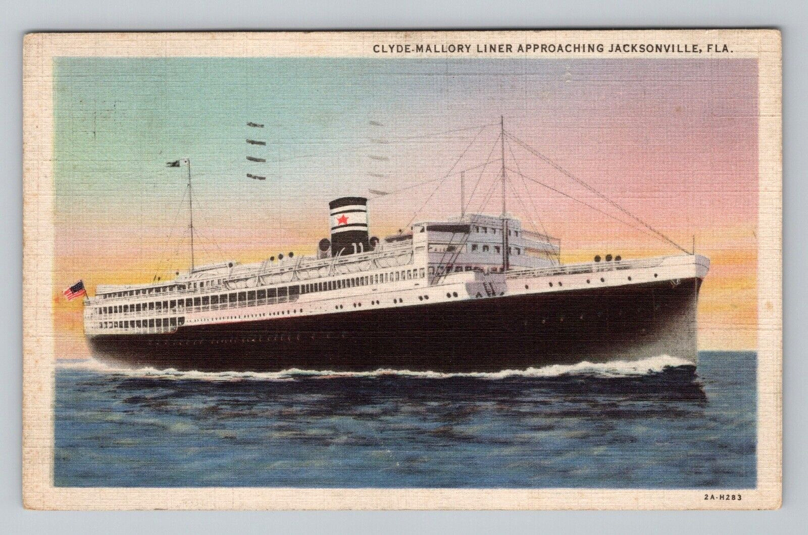 Postcard Ship Clyde Mallory Liner Jacksonville Florida FL Ocean Water View c1936