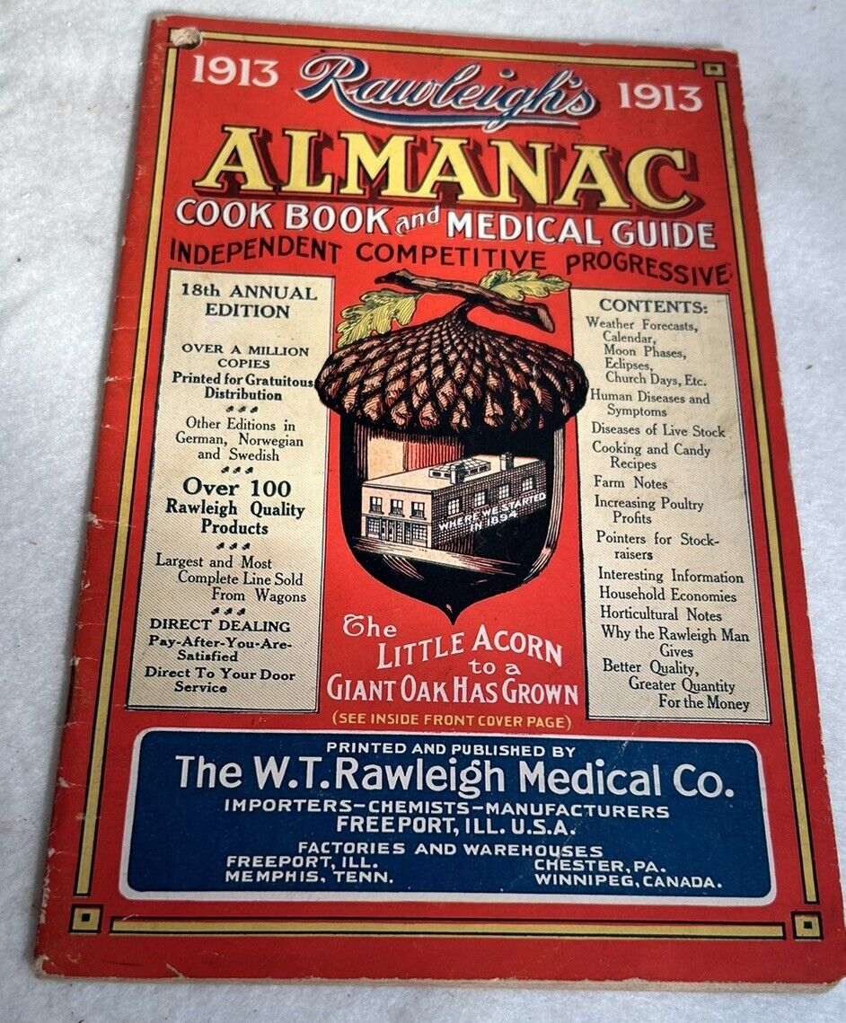 Antique 1913 Rawleigh\'s Almanac Cook Book & Medical Guide