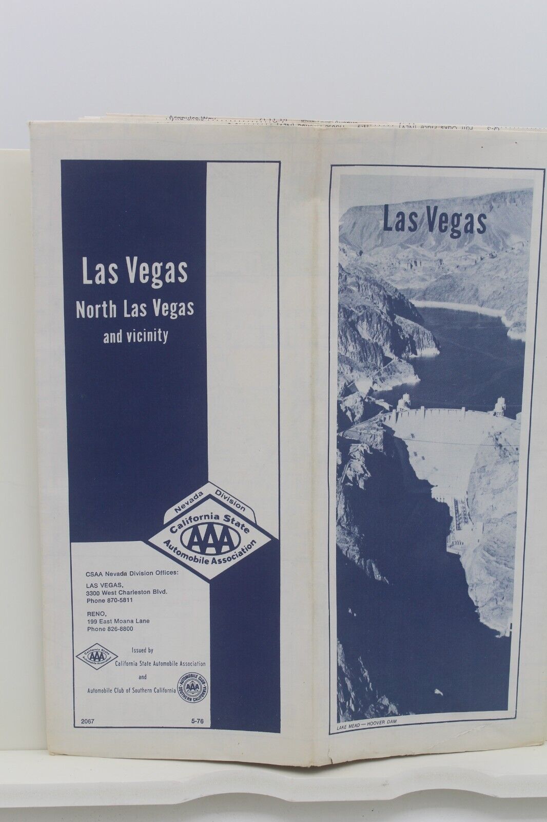 VINTAGE AAA ROAD MAP - LAS VEGAS, NORTH LAS VEGAS NEVADA AND VICINITY - 1976