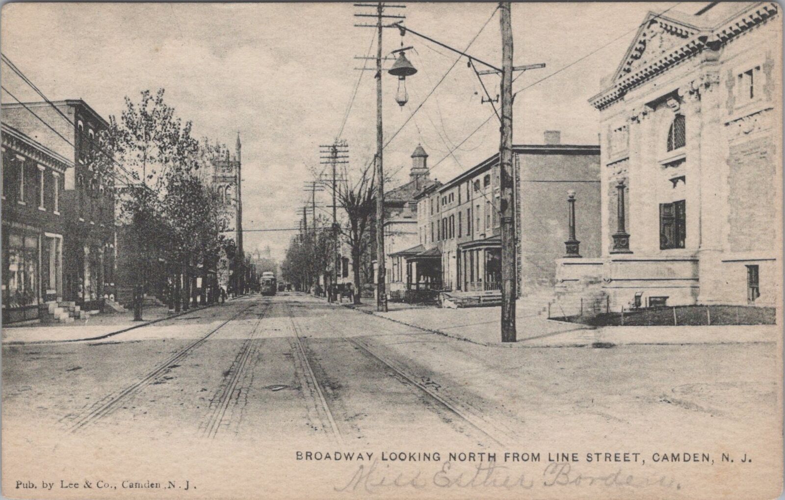 Broadway Looking North From Line Street Trolley Camden New Jersey Postcard