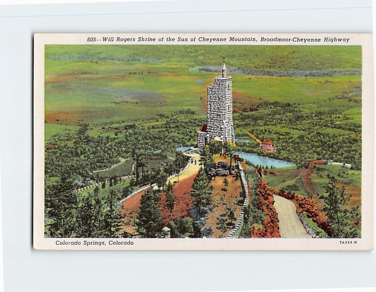 Postcard Will Rogers Shrine of the Sun of Cheyenne Mountain Colorado Springs CO