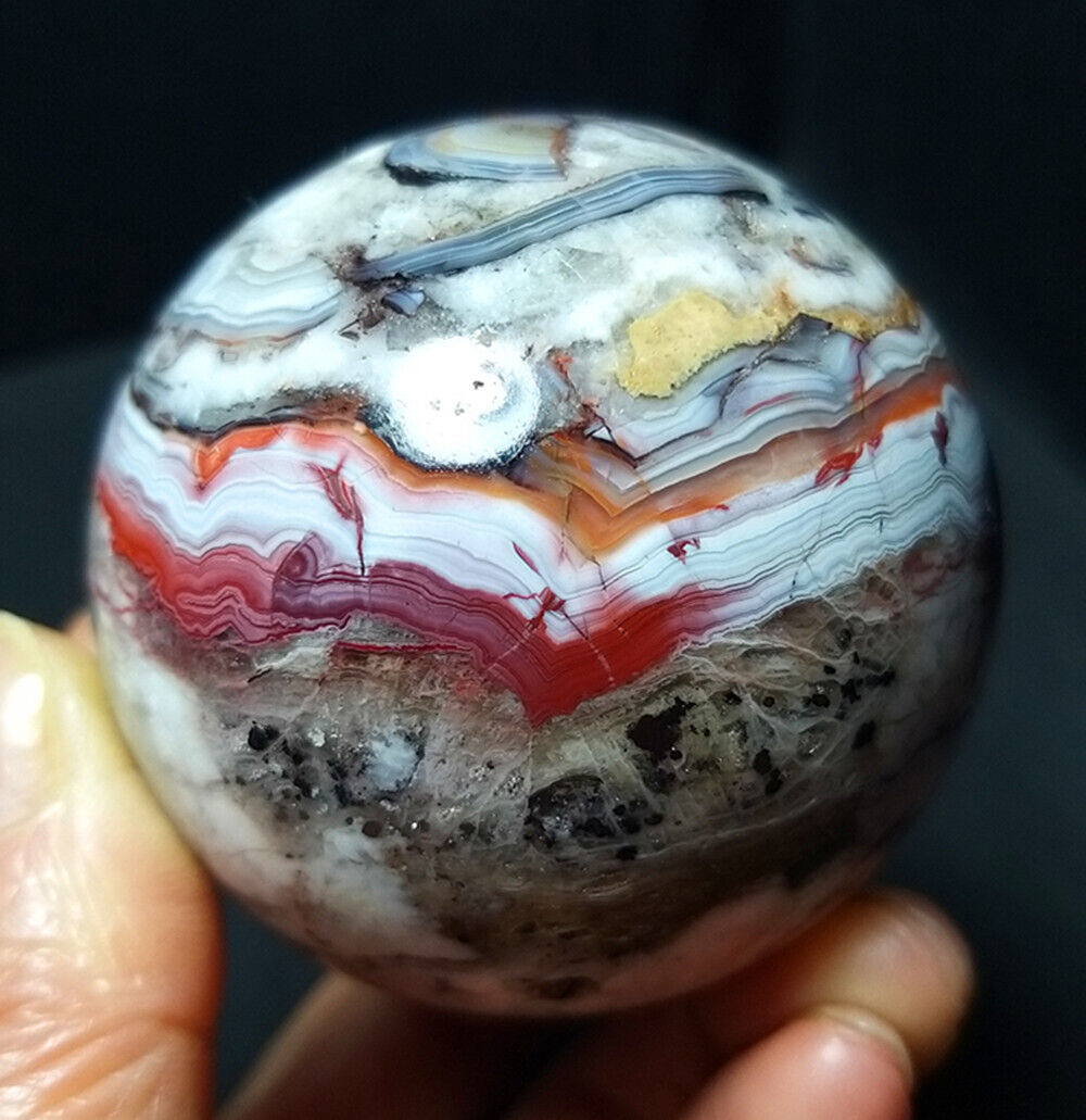 TOP 269g Natural Polished Mexico Banded Agate Crystal Sphere Ball Healing YWD370