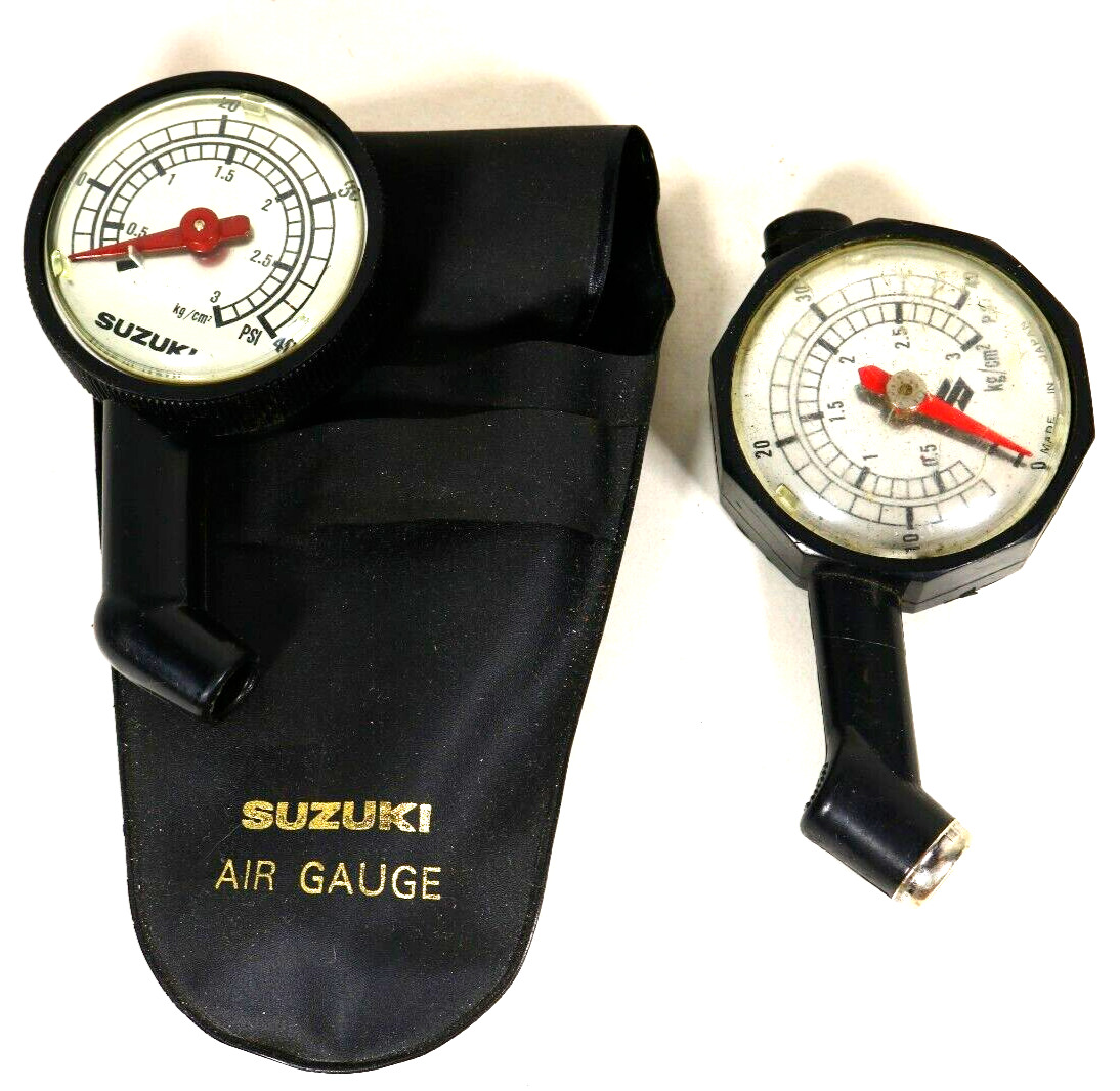 suzuki motorcycle vintage tire gauge 2 gauges 1 pouch read condition for parts