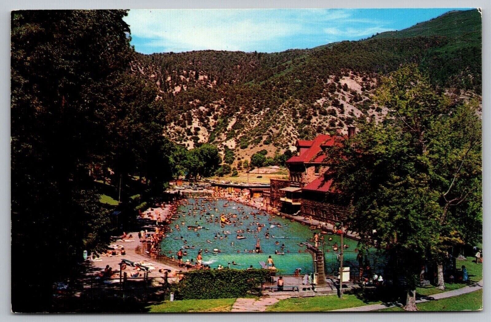 Hot Springs Lodge Pool Glenwood Colorado Birds Eye View Forest Mountain Postcard