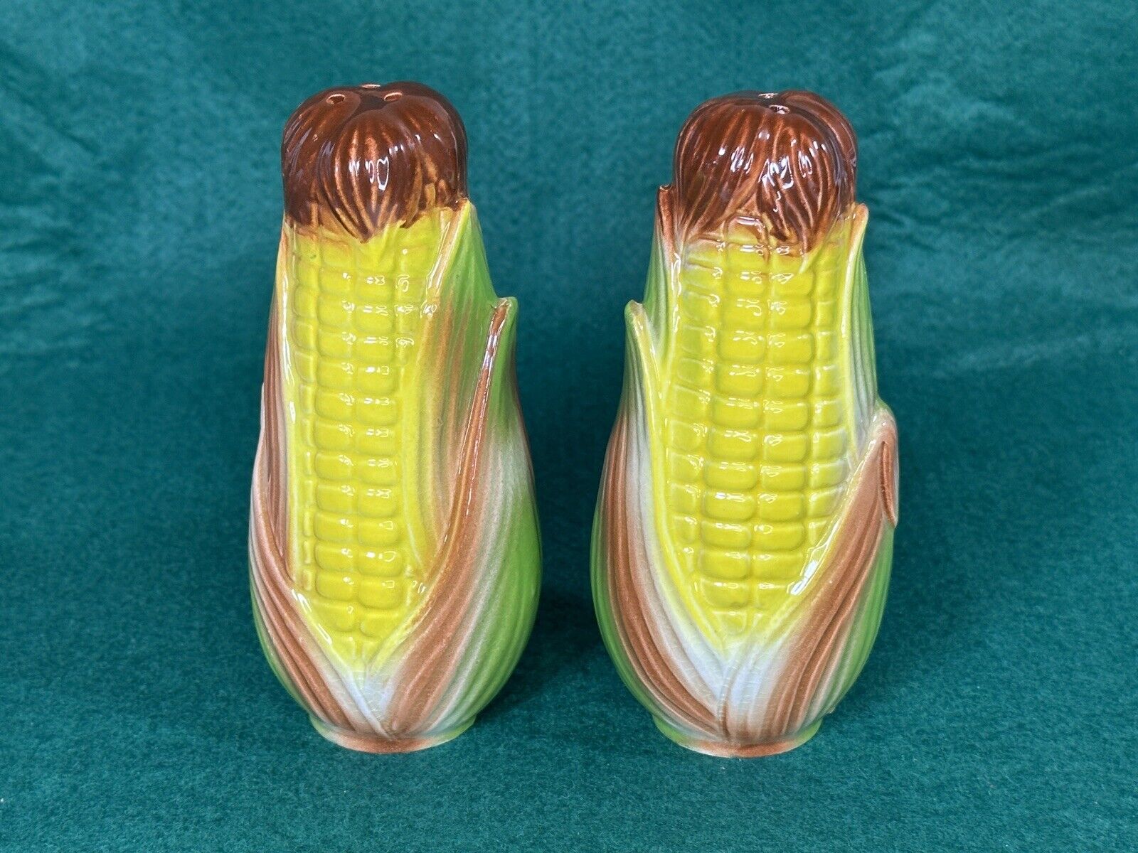 Vintage Corn On The Cob Salt And Pepper Shakers Ceramic Porcelain Farm Garden