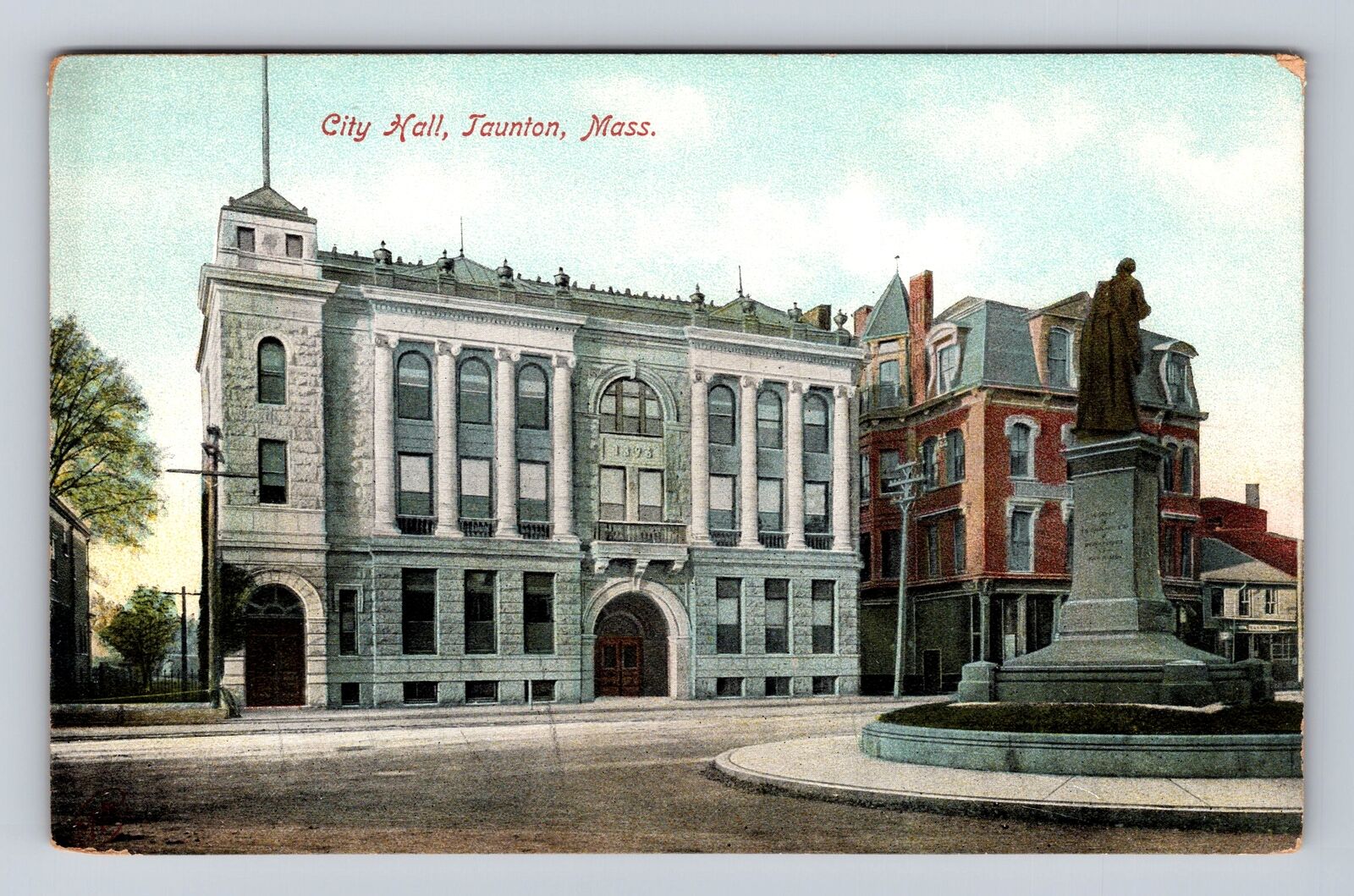 Taunton MA-Massachusetts, City Hall, Antique Vintage Souvenir Postcard