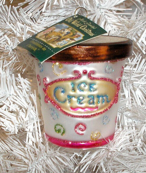 2011 - ICE CREAM CARTON - OLD WORLD CHRISTMAS BLOWN GLASS ORNAMENT - NEW W/TAG