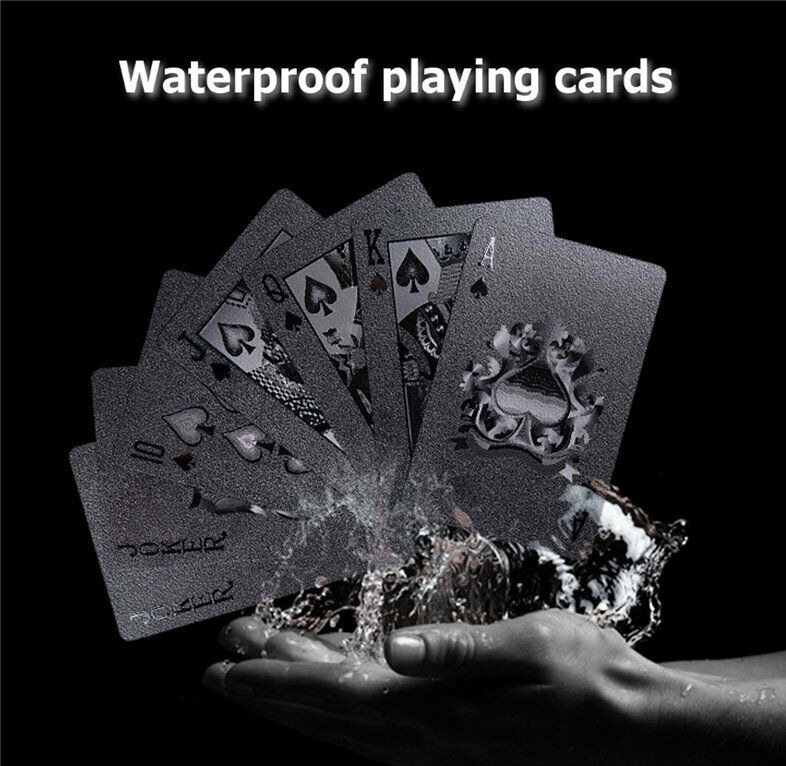 2 Decks Black Playing Cards Deck Frosting Black Diamond Poker Durable Waterproof