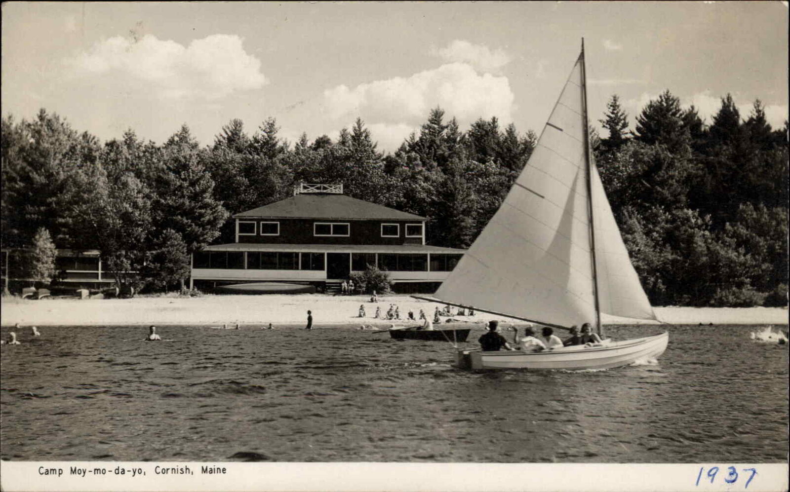 Cornish Maine ME Cmap Moy-mo-da-yo Sailboat Summer Camp RPPC Vintage PC