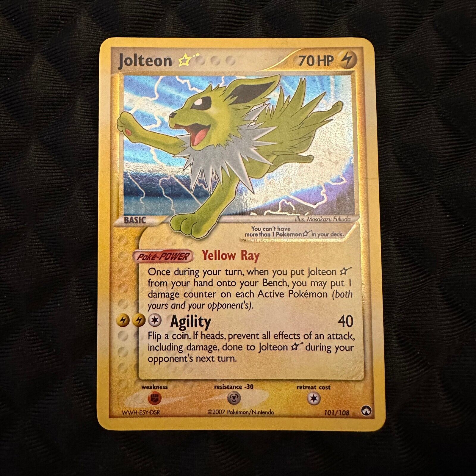 Jolteon Gold Star 101/108 EX Power Keepers Holo Rare Pokemon Card