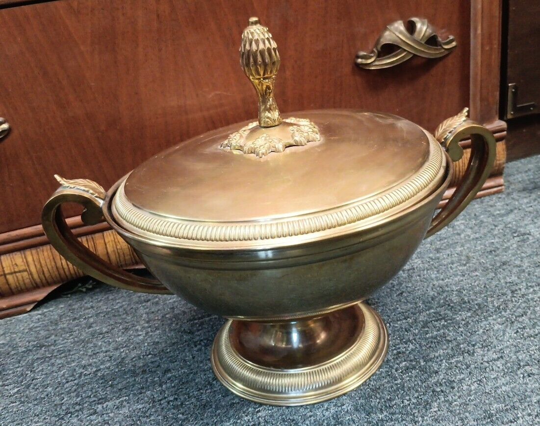 SOLID BRASS BOWL WITH LID LARGE 14.5\