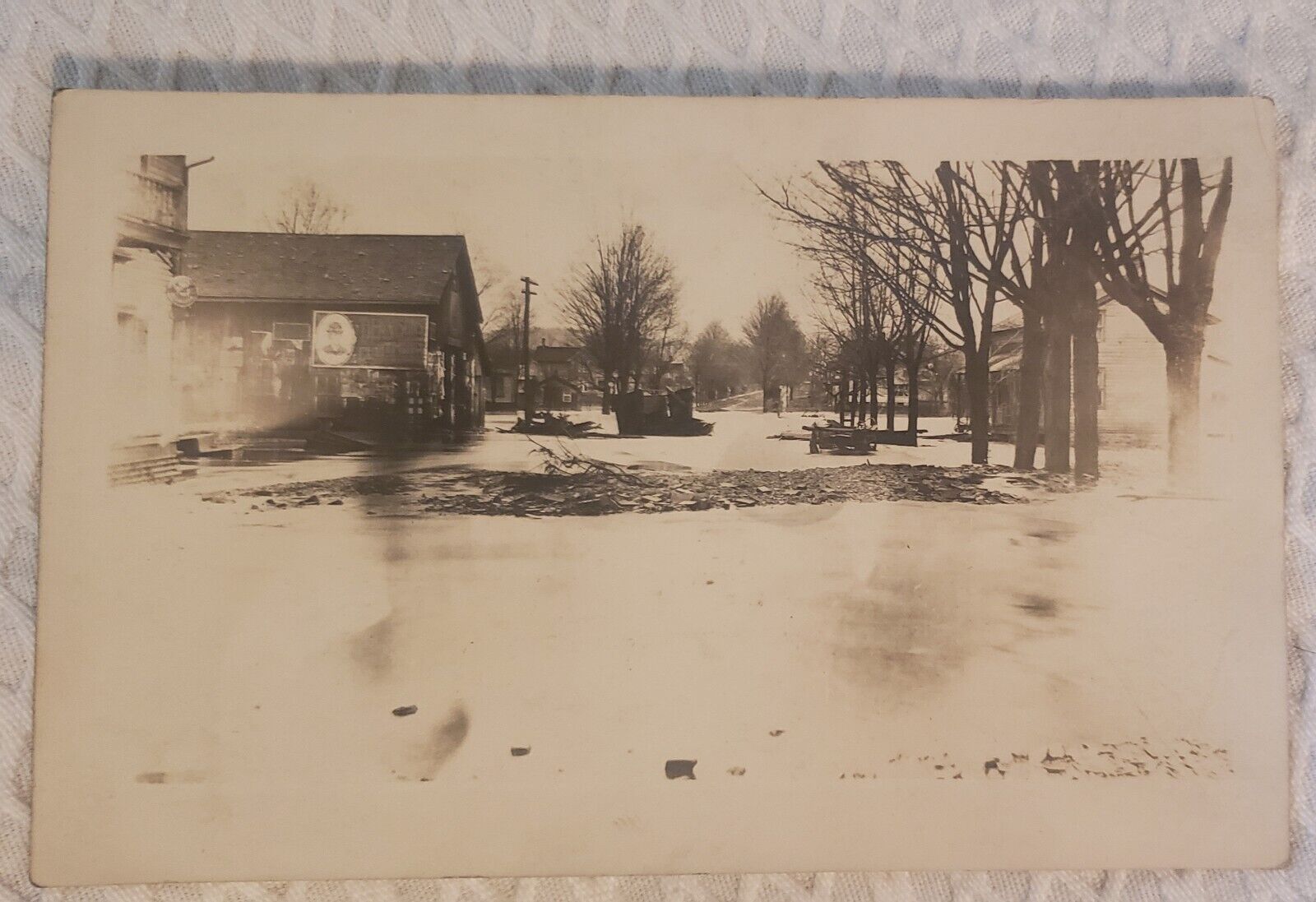 Real Photo Youngsville PA 1913 GREAT FLOOD Brokenstraw Creek Postcard RPPC #5