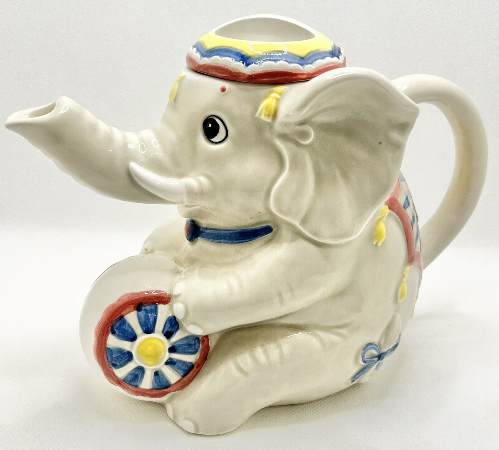 Vintage Otagiri Circus Elephant Teapot Handpainted Japan