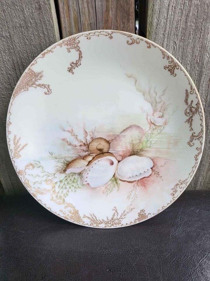Antique 1911 B. C. Hubbard W.G.&Co Limoges France Sea Life plate exceptional...