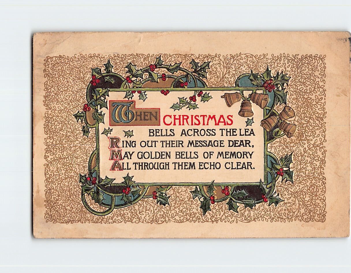 Postcard When Christmas Bells Across The Lea Embossed Christmas Card