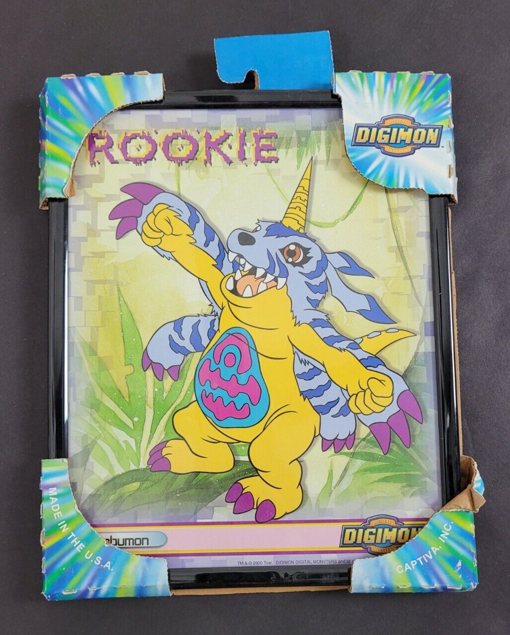 Vintage 2000 Digimon Gabumon Rookie Poster 8” X 10” Captiva Frame Wall Art Room