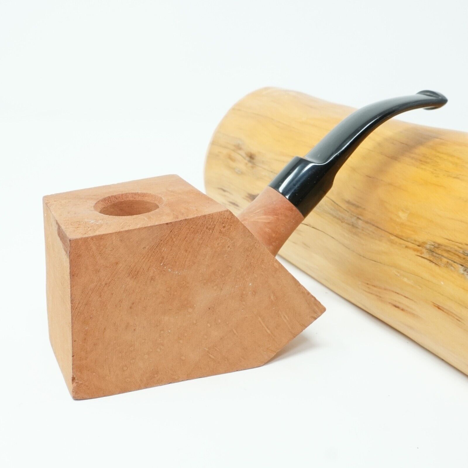 Jumbo Clean and Unsmoked BRIAR BLOCK PRE-DRILLED PIPE w/ STEM Uncarved