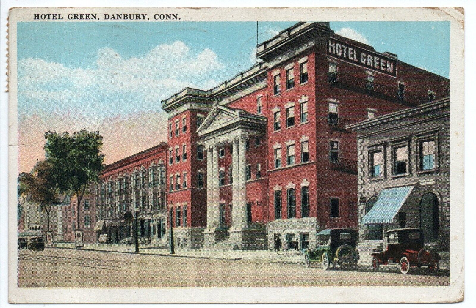 Antique Postcard Hotel Green Danbury Connecticut CT - White Border ca 1915-1923